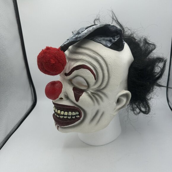 Clown Mask Creepy with Hair and Hat Costume Adult Halloween Scary Horror - Picture 3 of 8